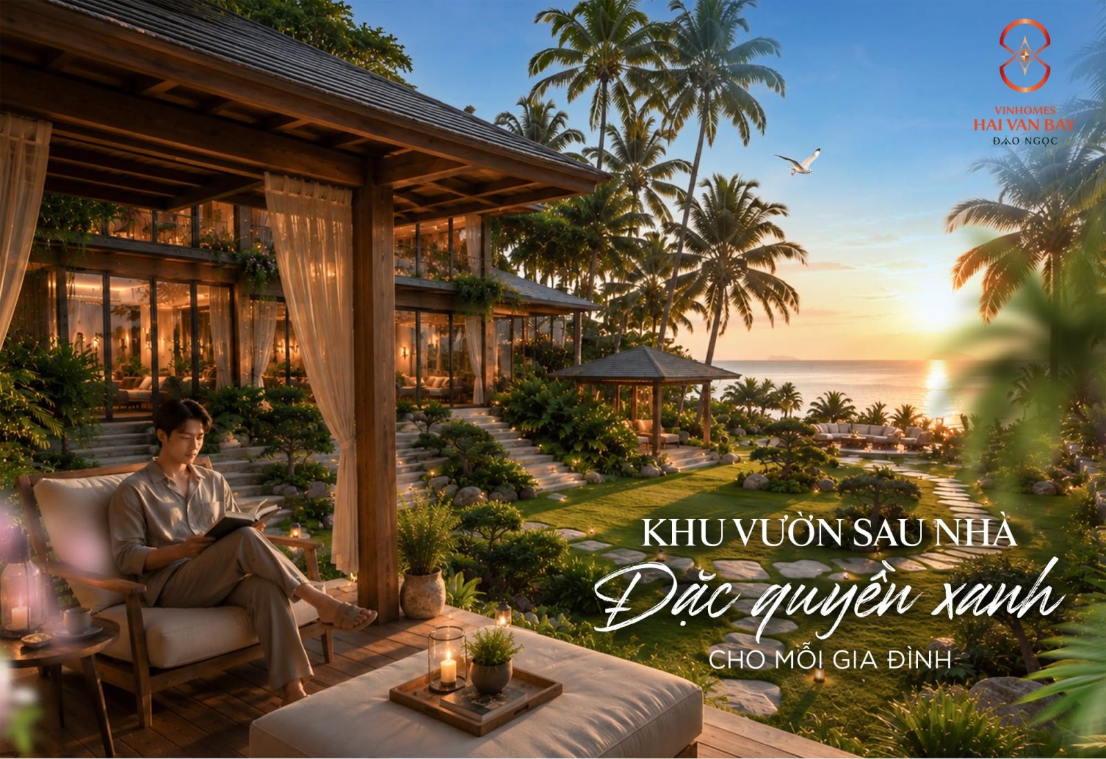 Khu vườn sau nhà Đảo Ngọc Vinhomes Hải Vân Bay