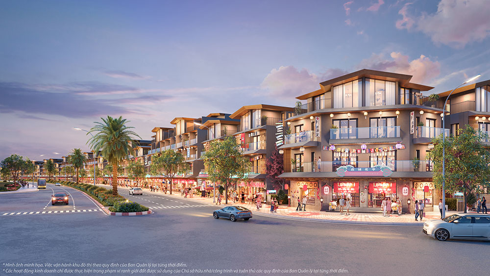 Phối cảnh tuyến phố thương mại sầm uất tại Vinhomes Làng Vân
