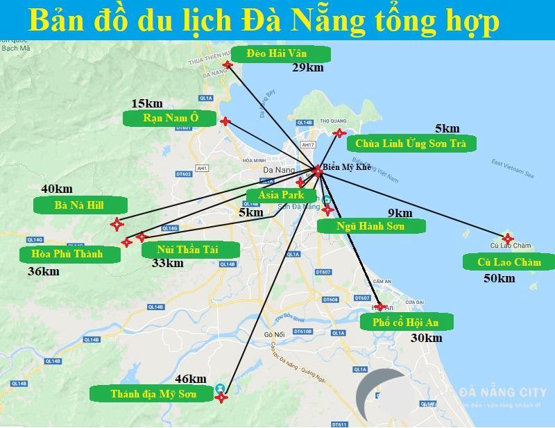 Vị trí Đà Nẵng trên bản đồ du lịch miền Trung