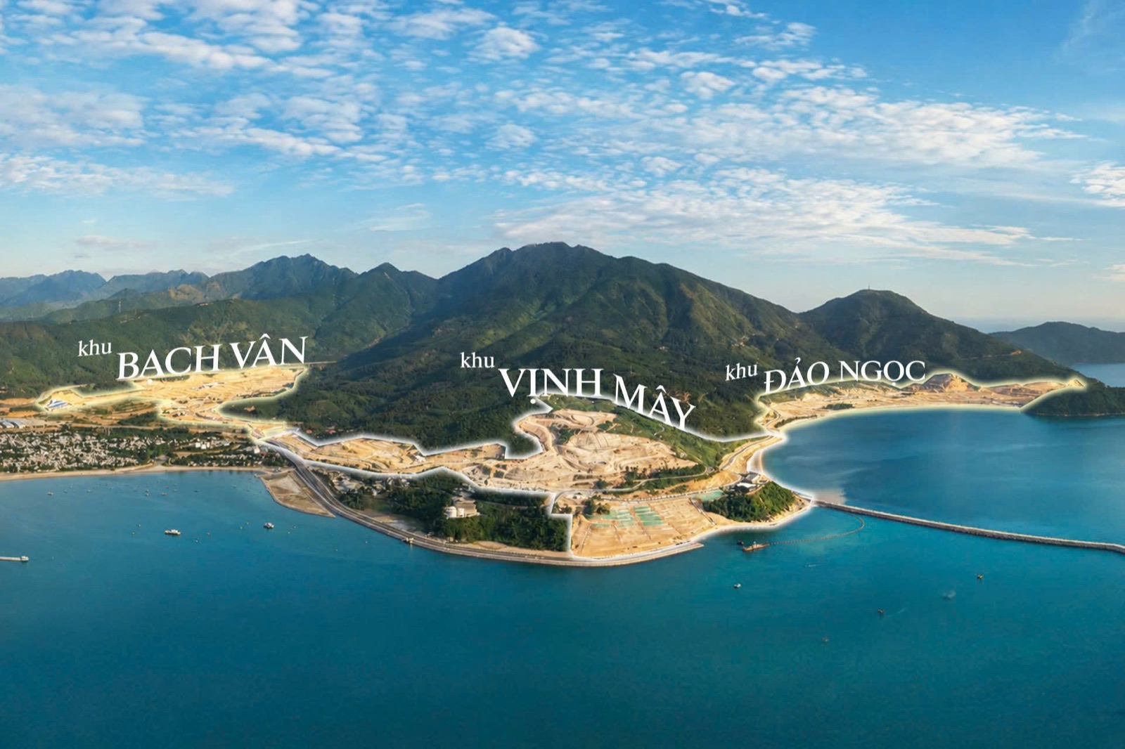 Toàn cảnh 3 phân khu Bạch Vân, Vịnh Mây, Đảo Ngọc tại Vinhomes Hải Vân Bay