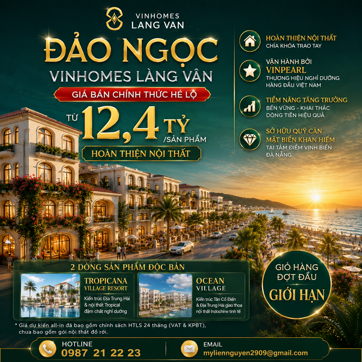 Giá Bán Đảo Ngọc Vinhomes Làng Vân Từ 12,4 Tỷ – Sở Hữu Quỹ Căn Mặt Biển Hoàn Thiện Nội Thất
